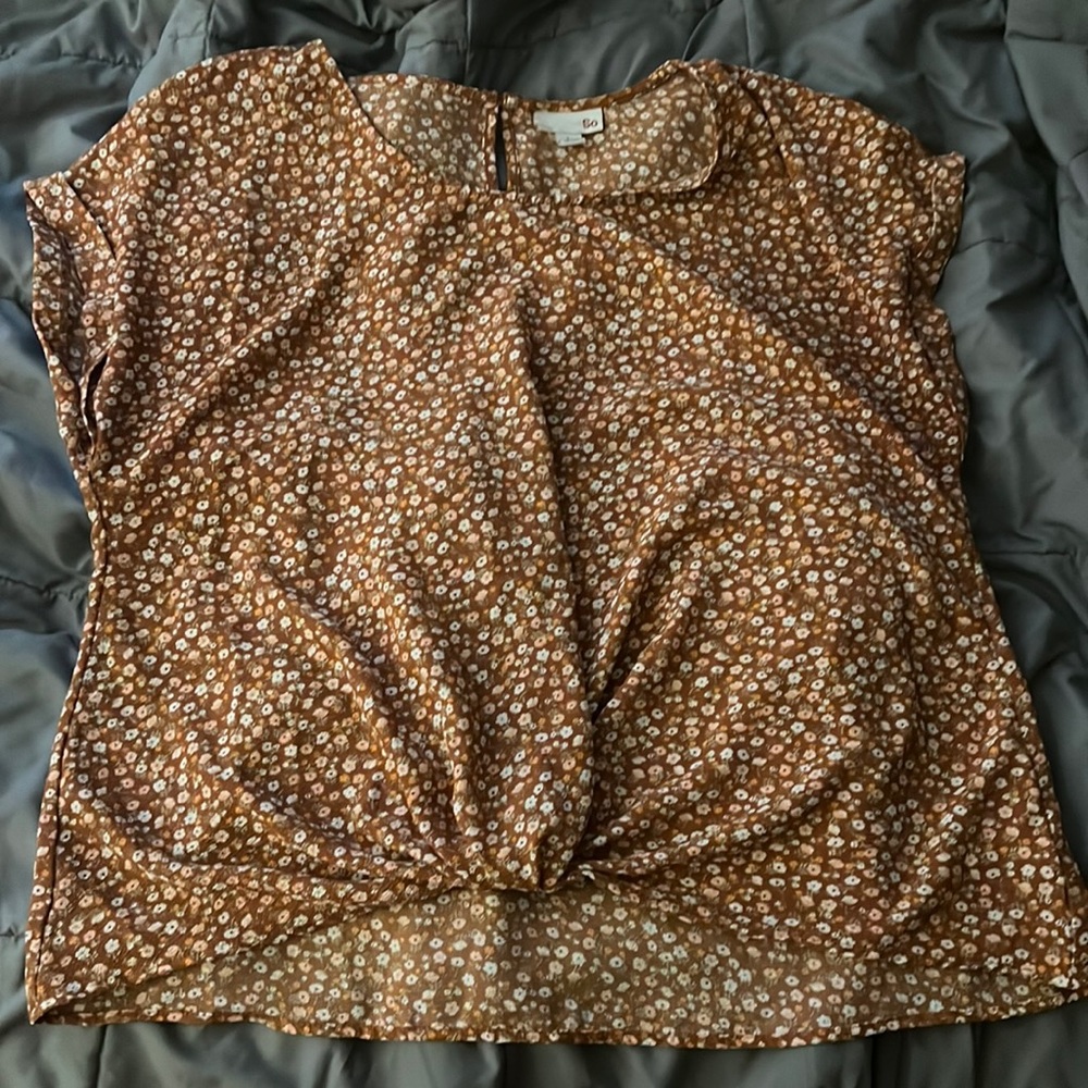 Floral Twist-Front Blouse
